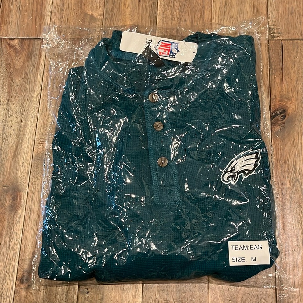 Philadelphia Eagles Dunbrooke Teal Maverick Thermal Henley Long Sleeve Men’s M